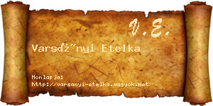 Varsányi Etelka névjegykártya